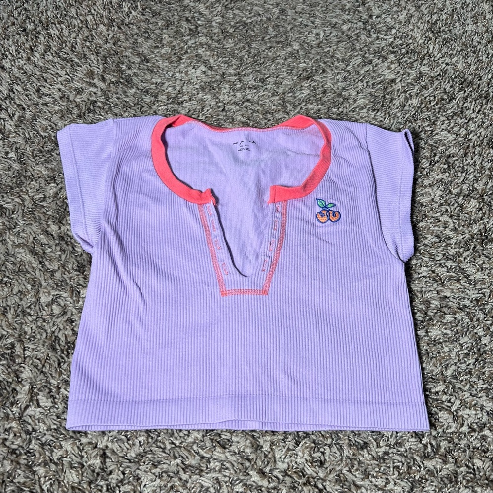 Urban Outfitters M/L Out from Under Go for Gold Cherry Cropped Ribbed Plunge Top